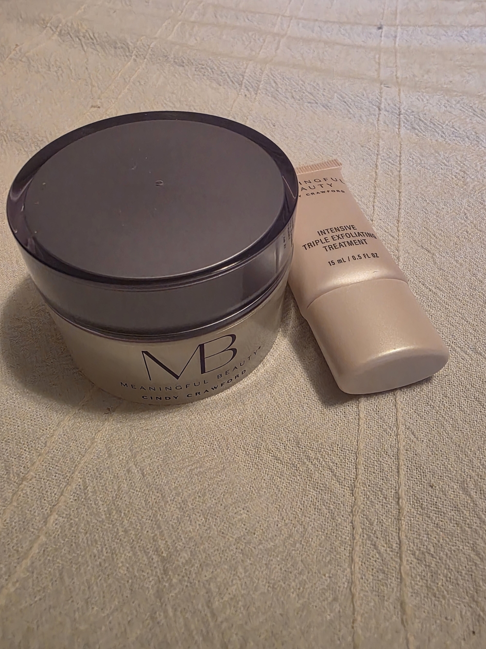Meaningful Beauty Moisturizer Jar and Treatment Tube in Cream and Dark Purple